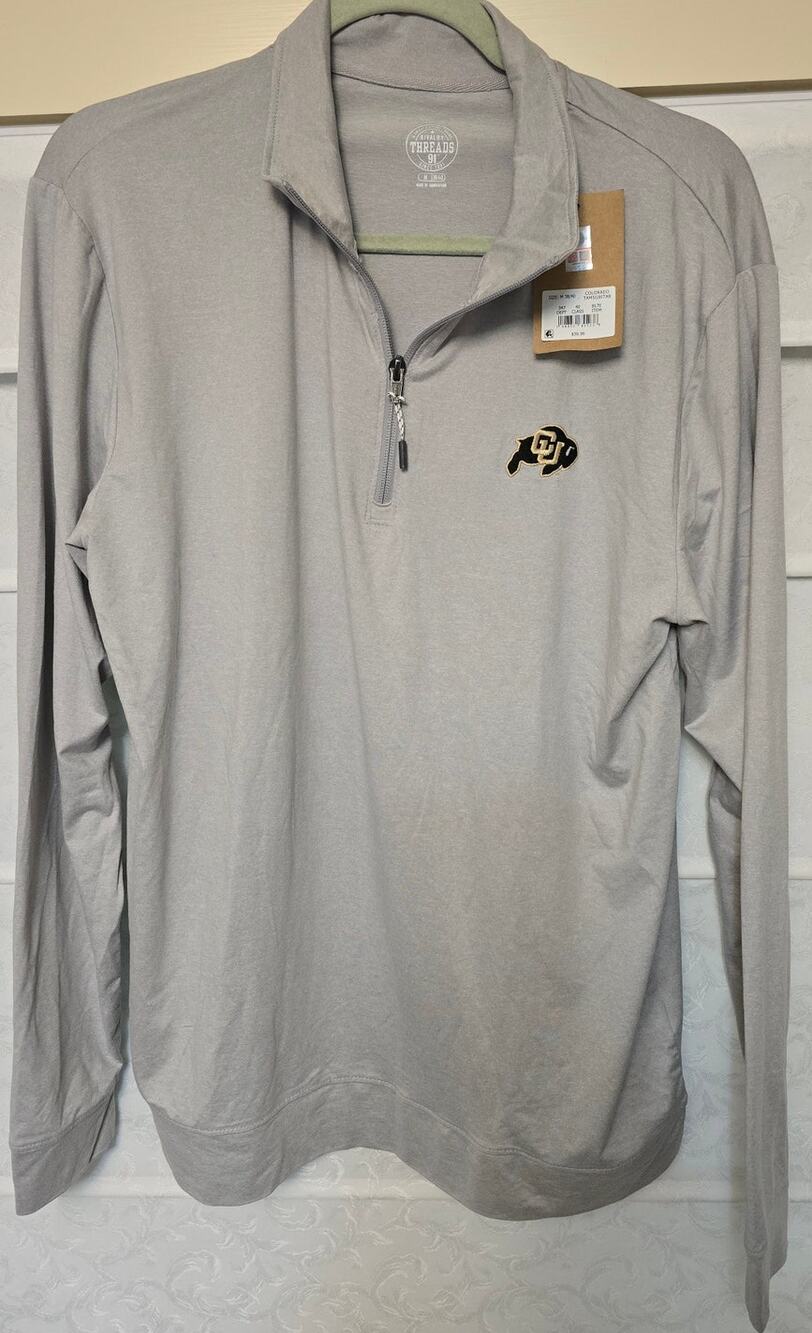 Colorado Buffaloes CU Buffs Rivalry Threads 91 Men's M 1/4 Zip Pullover Gray NWT